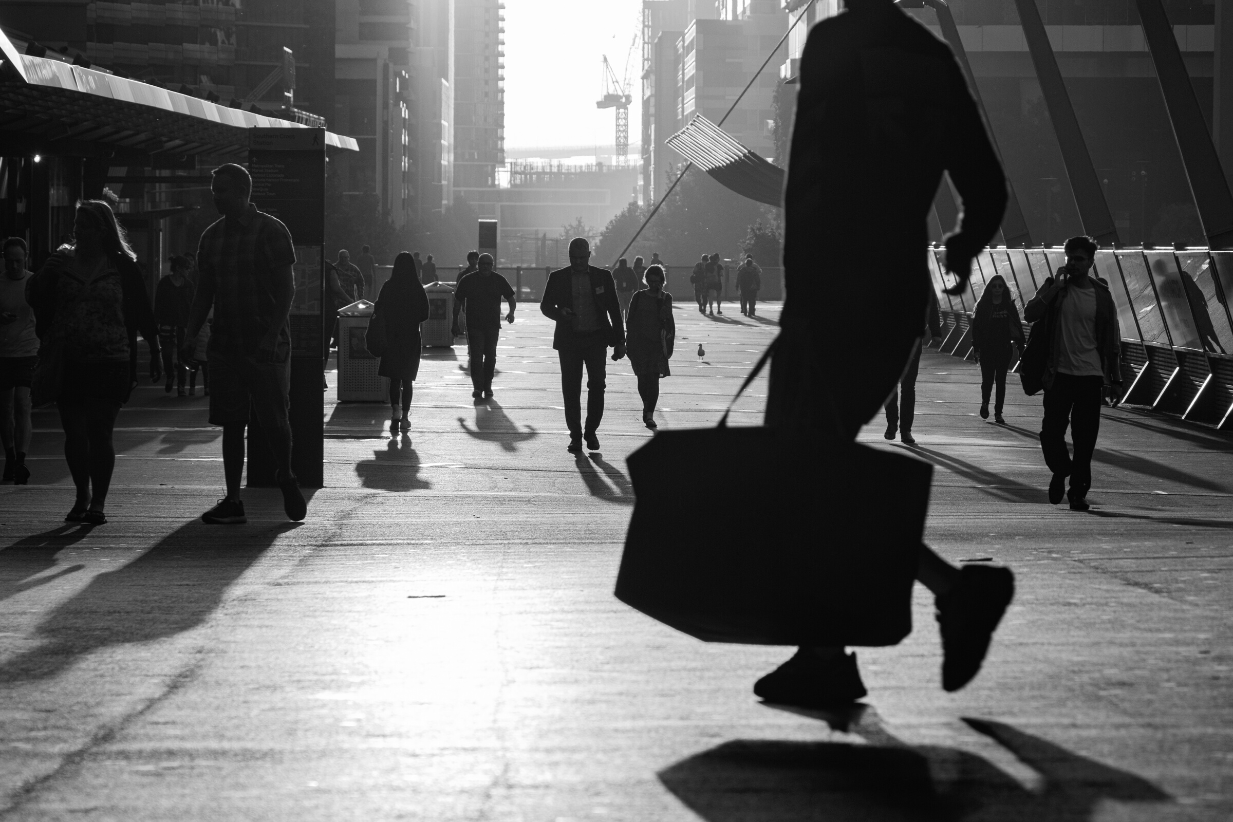 People walking on busy street